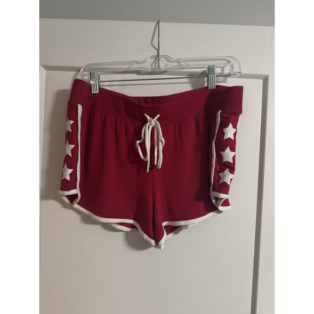 PJ Salvage Women’s Red Shorts With White Trim And White Stars Size M